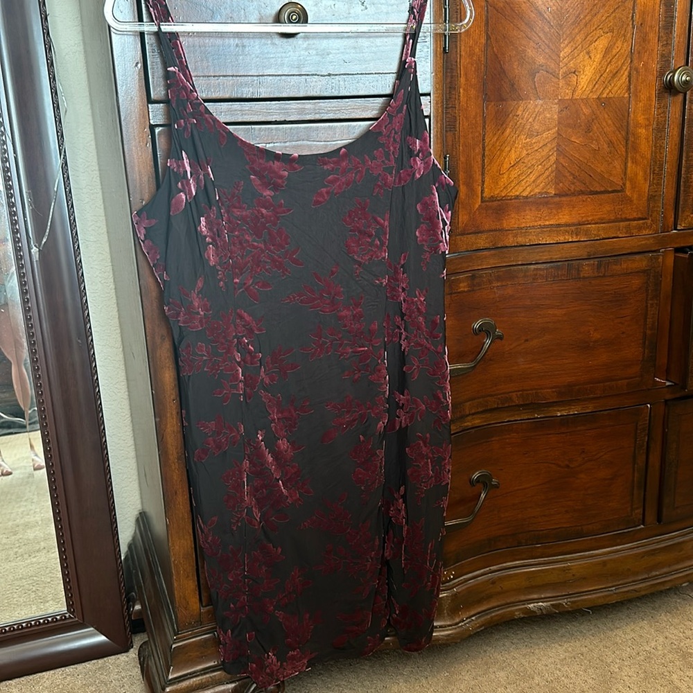 Vintage velour mesh floral dress